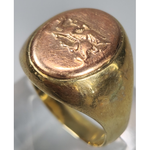 56 - 9ct Clogau Welsh gold dragon signet ring in original box. 10.5g approx. Size R. (B.P. 21% + VAT)