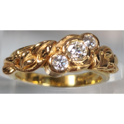 71 - 18ct Clogau Gold 'Tree of Life' three stone diamond ring from the Windsor Collection, in original bo... 