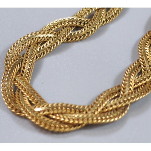 81 - 9ct gold weave design chain/necklace. 13.7g approx. 44cm long approx. (B.P. 21% + VAT)