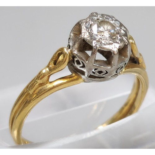 60 - 18ct gold and platinum diamond solitaire ring. 3.3g approx. Size M1/2. (B.P. 21% + VAT)