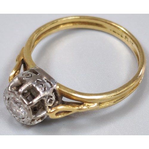 60 - 18ct gold and platinum diamond solitaire ring. 3.3g approx. Size M1/2. (B.P. 21% + VAT)