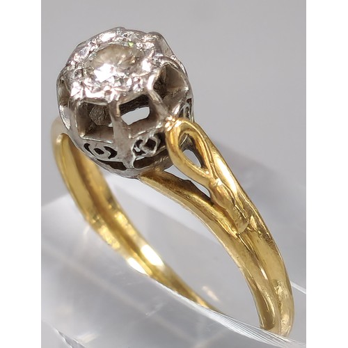 60 - 18ct gold and platinum diamond solitaire ring. 3.3g approx. Size M1/2. (B.P. 21% + VAT)