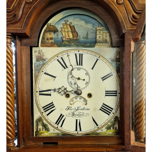 4A - 19th century Welsh mahogany eight day long case clock, marked 'Thomas Jenkins, Dowlais', having arch... 