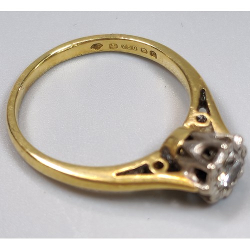 58 - 18ct gold diamond solitaire ring. 2.6g approx. Size K. (B.P. 21% + VAT)