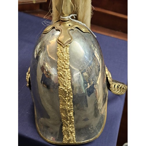 180 - 1871 Pattern cavalry helmet for the Duke of Lancaster's Own Regiment of Yeomanry with corresponding ... 