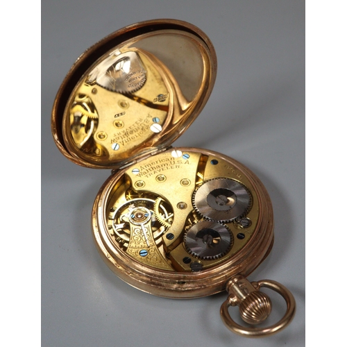 125 - 9ct gold open faced keyless gentleman's pocket watch, having Roman face with seconds dial and marked... 