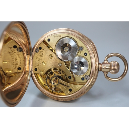 125 - 9ct gold open faced keyless gentleman's pocket watch, having Roman face with seconds dial and marked... 