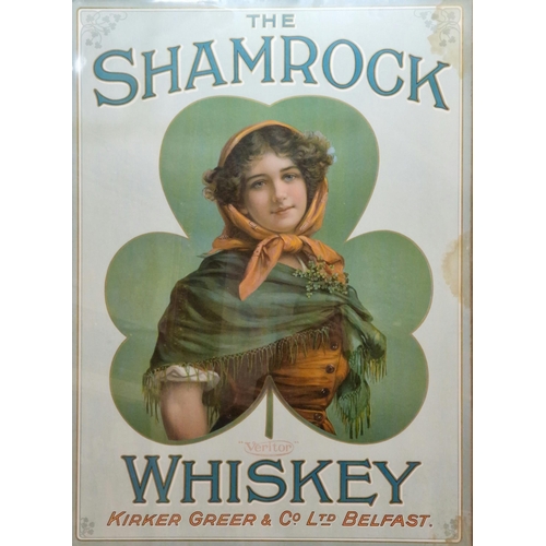 285 - Rare 'The Shamrock Irish Whiskey' advertising poster, featuring a young woman, and reading 'Veritor'... 