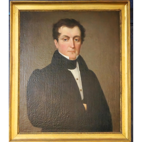 301 - British School (19th century), portrait of a young English gentleman. Oils on canvas. 71x58cm approx... 