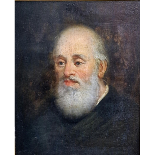 305 - British or Flemish School (19th century), portrait of a bearded gentleman, possibly a monk. Oils on ... 