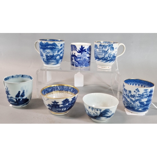 114 - Collection of 18th/19th century English porcelain blue and white coffee cans, tea cups and tea bowls... 