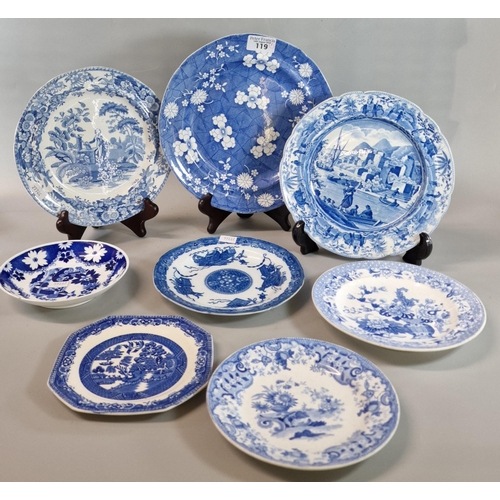 119 - Collection of assorted Spode and other blue and white transfer printed china items to include: 'Cara... 