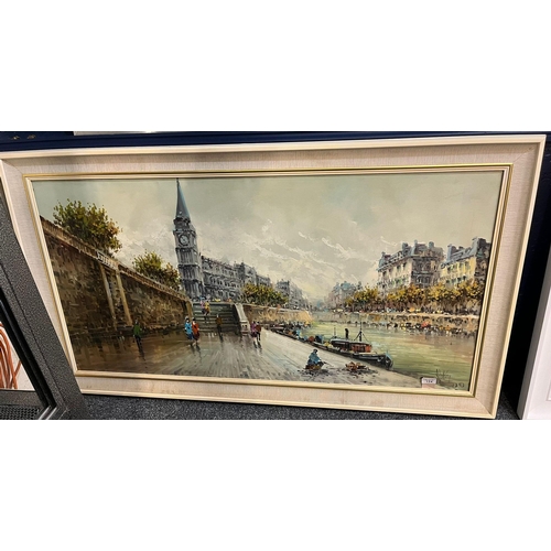 124 - Continental School (20th century), City riverside scene, possibly Paris or Rome. Oils on canvas, sta... 