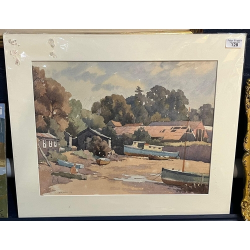 128 - Edward  Albert Hickling (British,1913-1998), 'Helford  Estuary, Cornwall', signed. Watercolours. 36x... 