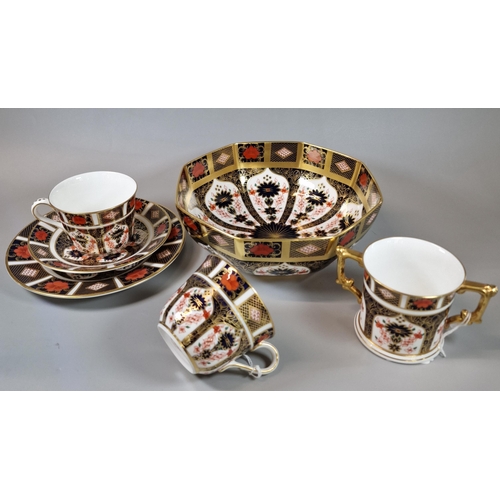 13 - Collection of Royal Crown Derby English bone china 'Imari' design items to include: octagonal bowl, ... 