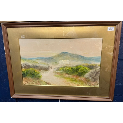 133 - British School (early 19th century), moorland scene with sheep. Watercolours. 32x53cm approx. Framed... 