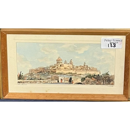 138 - Group of assorted tourist type watercolours of Malta, various, mid 20th century, together with two f... 