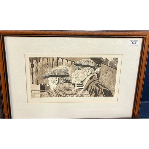 145 - David Beattie (Welsh 20th century), 'Market Conversation', limited edition etching No 10/100, signed... 