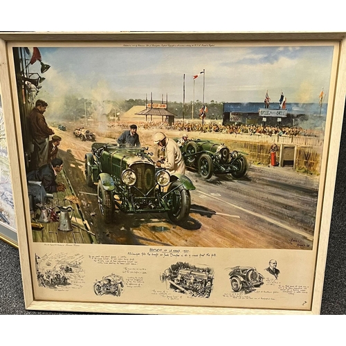 150 - After Terrence Cuneo (British 20th century), 'Bentleys at Le Mans, 1929', coloured print, signed in ... 