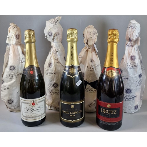 16 - Collection of Champagne to include: Lanson brut rose, Paul Langier, Deutz and Pigalle. (7) (B.P. 21%... 