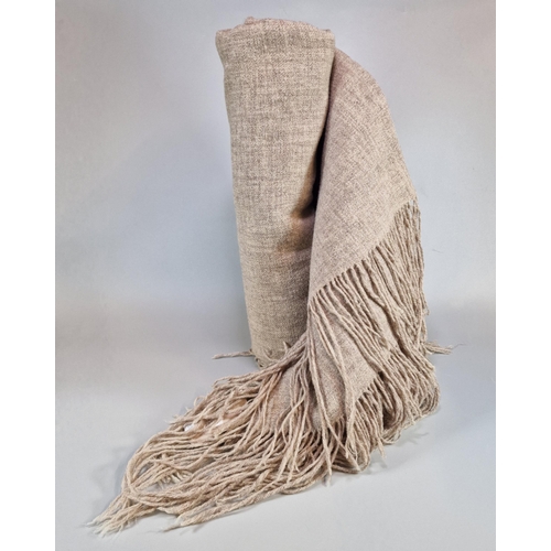 169 - Brown/beige ground Welsh blanket with tassels.  (B.P. 21% + VAT)