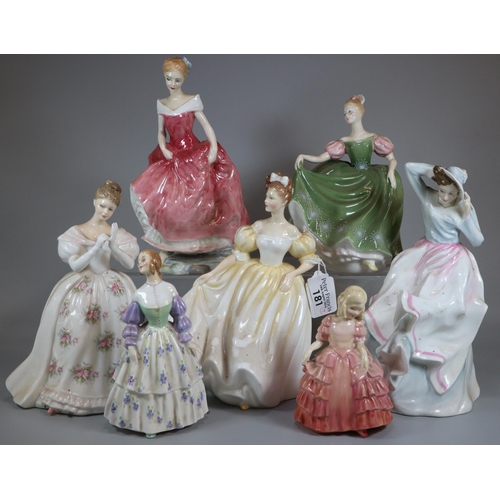 181 - Seven Royal Doulton bone china figurines to include: 'Natalie', 'Rose', 'Veronica' etc. (7)  (B.P. 2... 