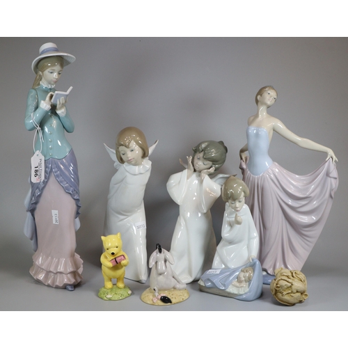 186 - Collection of ceramics to include: Lladro Spanish porcelain figurines of young girls and angels, tog... 