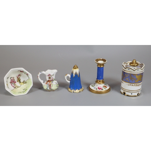 188 - Collection of 19th century Spode to include: pierced cylinder burner with cover decorated with blue ... 