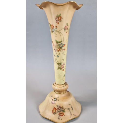 2 - Royal China Works Worcester blush ivory floral trumpet vase. Shape No. G996. 29cm high approx.  (B.P... 