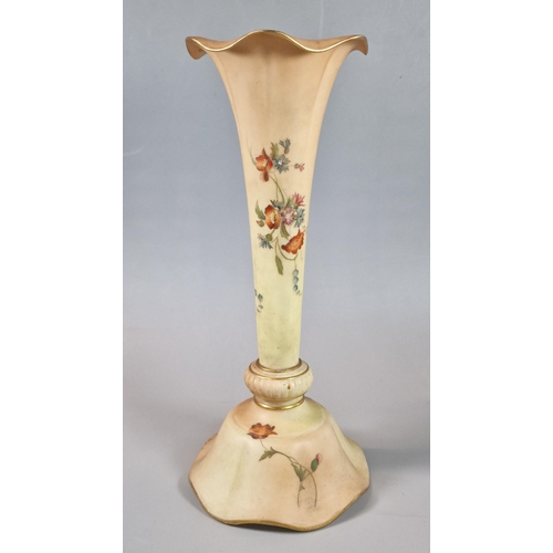 2 - Royal China Works Worcester blush ivory floral trumpet vase. Shape No. G996. 29cm high approx.  (B.P... 