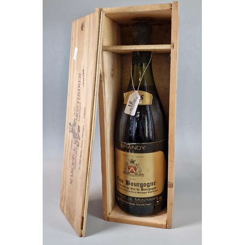 21 - Bottle of Marquis De Montdidier Fine Bourgogne Brandy dated 1945, 1.5ltr. 40% vol. in wooden present... 