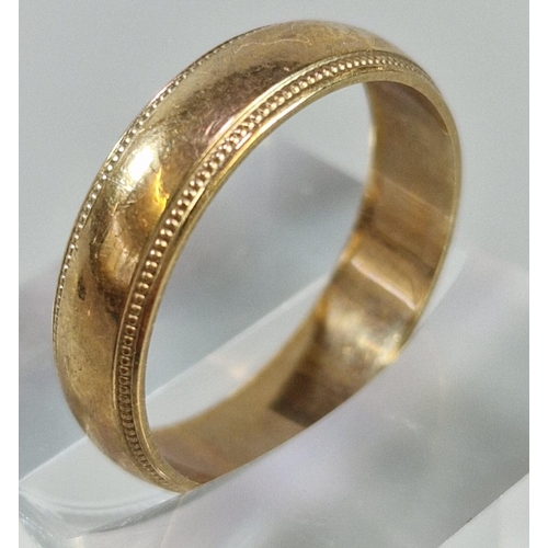 226 - 9ct gold wedding band. 3g approx. Size O. (B.P. 21% + VAT)