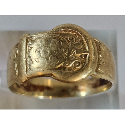 229 - 9ct gold buckle ring. 3.5g approx. Size R. (B.P. 21% + VAT)