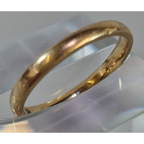 232 - 9ct gold wedding band. 1.6g approx. Size L. (B.P. 21% + VAT)