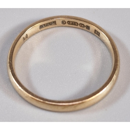 232 - 9ct gold wedding band. 1.6g approx. Size L. (B.P. 21% + VAT)