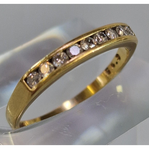 233 - 18ct gold nine stone diamond half eternity ring. 2g approx. Size N. (B.P. 21% + VAT)