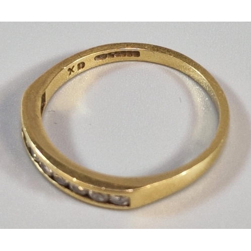 233 - 18ct gold nine stone diamond half eternity ring. 2g approx. Size N. (B.P. 21% + VAT)