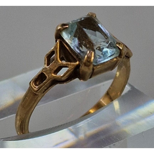 236 - 9ct gold blue stone dress ring. 2.6g approx. Size L. (B.P. 21% + VAT)