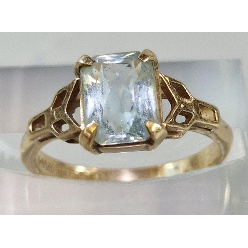 236 - 9ct gold blue stone dress ring. 2.6g approx. Size L. (B.P. 21% + VAT)