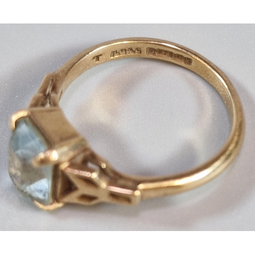 236 - 9ct gold blue stone dress ring. 2.6g approx. Size L. (B.P. 21% + VAT)