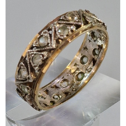 240 - 9ct gold and silver eternity style ring. 3g approx. Size S. (B.P. 21% + VAT)