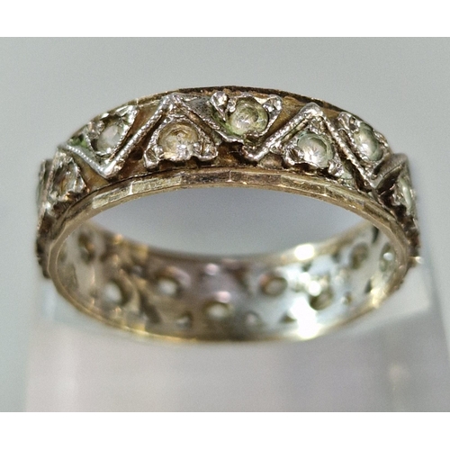 240 - 9ct gold and silver eternity style ring. 3g approx. Size S. (B.P. 21% + VAT)