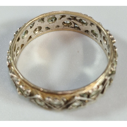 240 - 9ct gold and silver eternity style ring. 3g approx. Size S. (B.P. 21% + VAT)