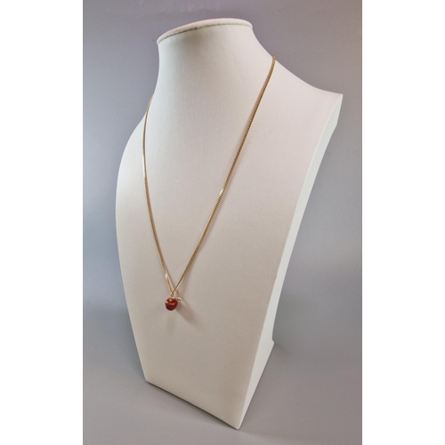 270 - 9ct gold herringbone chain with apple pendant. 5.1g approx.  together with another 14K apple pendant... 