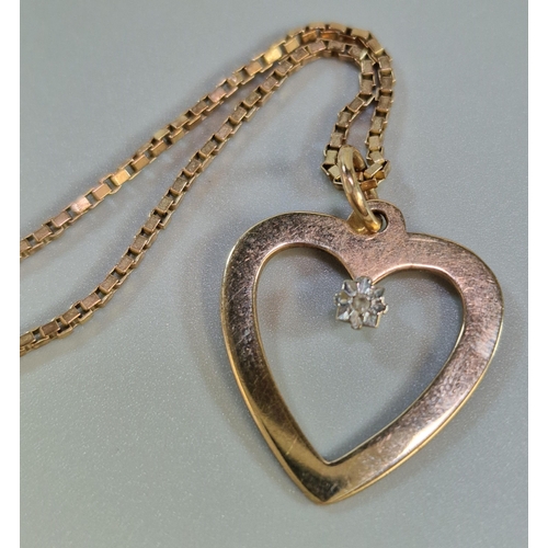 272 - 9ct gold chain with heart shaped pendant. 5.6g approx. (B.P. 21% + VAT)