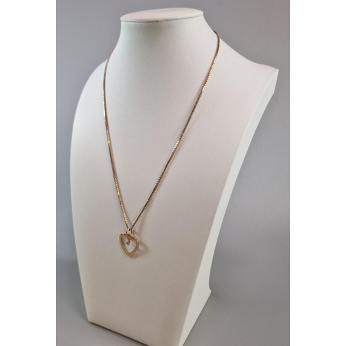 272 - 9ct gold chain with heart shaped pendant. 5.6g approx. (B.P. 21% + VAT)