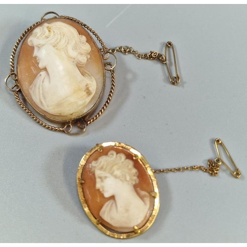 277 - Two 9ct gold cameo portrait brooches. (2) (B.P. 21% + VAT)