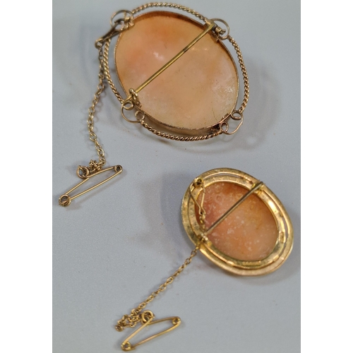 277 - Two 9ct gold cameo portrait brooches. (2) (B.P. 21% + VAT)