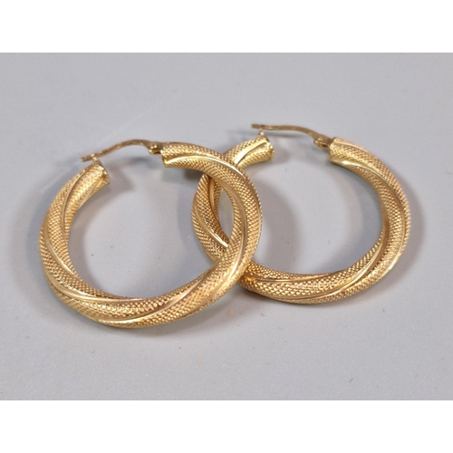 292 - Pair of 9ct gold hoop earrings. 3.6g approx. (B.P. 21% + VAT)