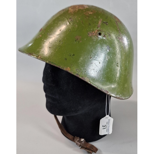 31 - Eastern European, steel Military helmet with painted insignia and liner.  (Probably Bulgarian).  (B.... 